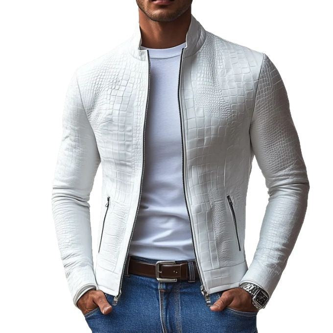 Herren Stylische Kunstlederjacke mit strukturierter Oberfläche Echoarchiv