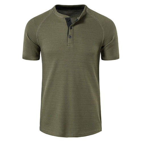 Herren Kurzarm-Henley-Shirt mit strukturiertem Gewebe und eleganter Knopfleiste Echoarchiv