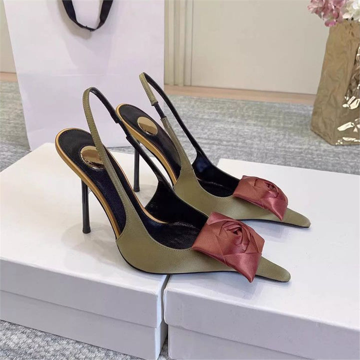 Damen spitze Slingback-Stilettos mit Satin-Rosenapplikation Echo Archiv