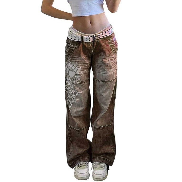 Damen weite Jeans mit einzigartigem grafischen Design Echo Archiv