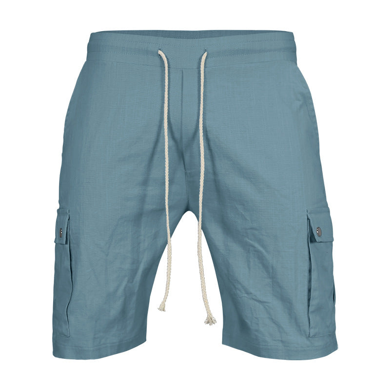 Herren lässige Cargo-Shorts aus leichtem Leinenstoff mit elastischem Bund Echoarchiv