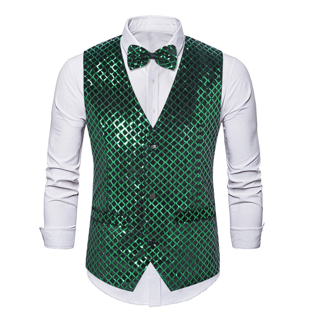 Herren eleganter Pailletten-Blazer mit passendem Fliegenverschluss Echoarchiv