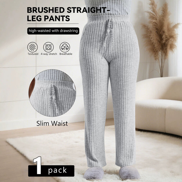 Damen Komfort-Strickhose mit weitem Bein und Kordelzug echoarchiv-