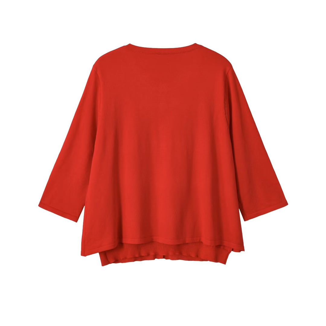 Damen Leichte Cardigan-Bluse mit Rundhalsausschnitt, Dreiviertelärmeln und verdeckter Knopfleiste Echo Archiv
