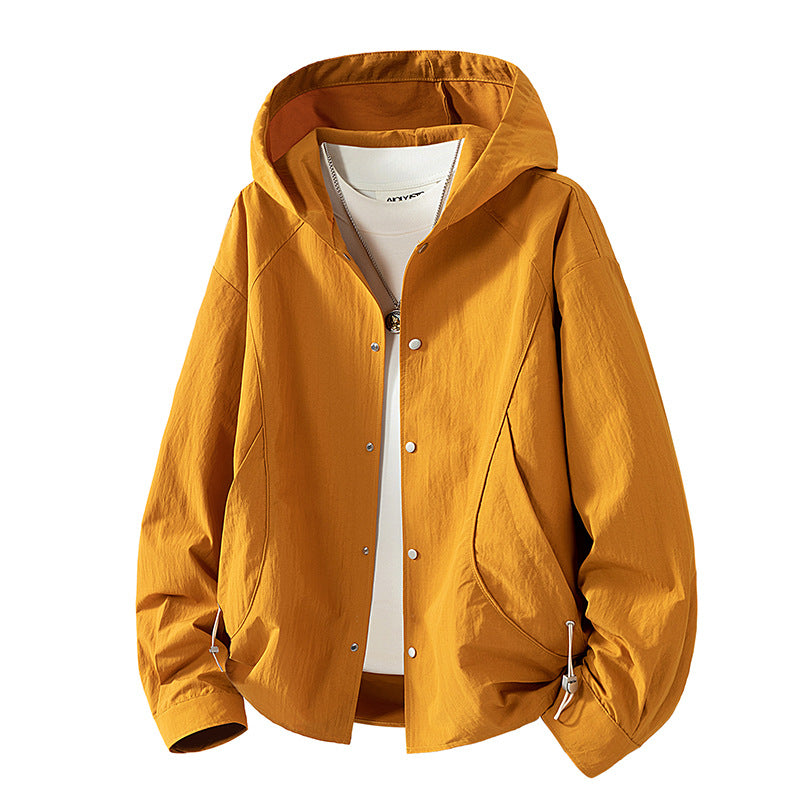 Damen leichte Kapuzenjacke mit Druckknopfverschluss, verstellbarem Kordelzugsaum und praktischen Seitentaschen – Auréline