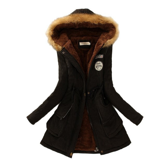 Damen nan gefütterter Parka mit Kunstfellkapuze, Teddyfutter und Taillen-Kordelzug Echo Archiv