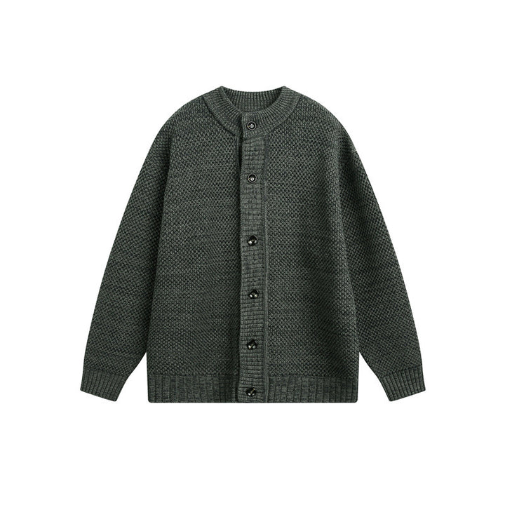 Unisex Grobstrick-Cardigan mit Perlmuster und durchgehender Knopfleiste Echoarchiv