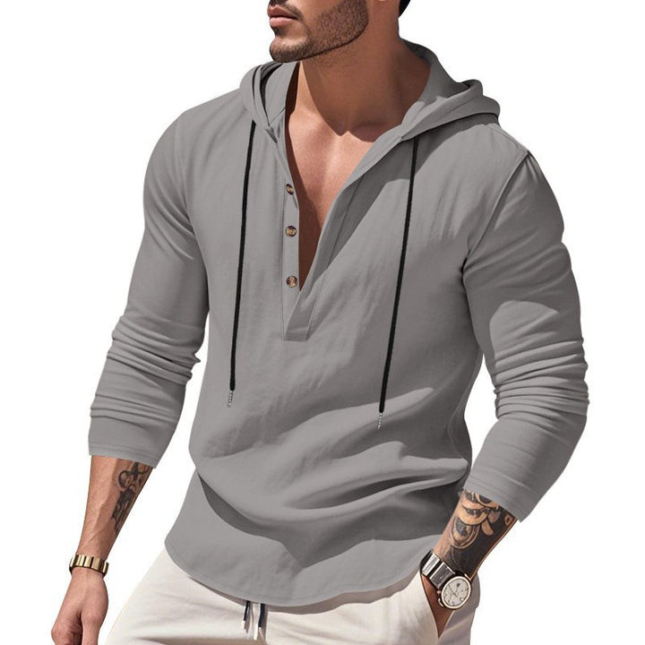 Herren lässiges Langarm-Hoodie mit modischem Knopfdesign und atmungsaktivem Stoff Echoarchiv