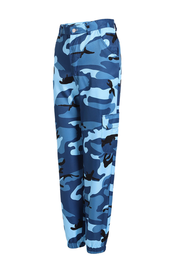 Damen Cargohose mit Camouflage‑Print, elastischem Bund und Beinbündchen Echoarchiv