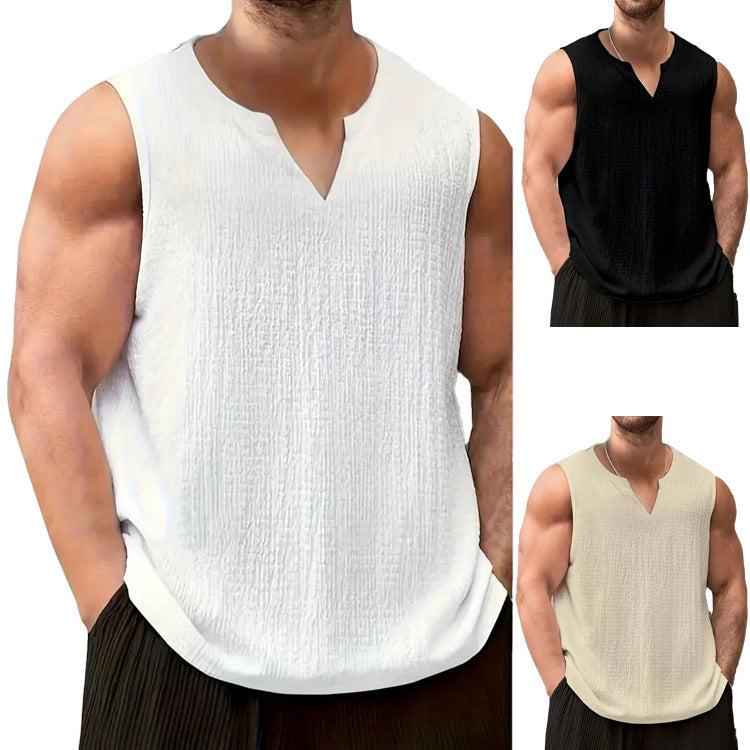 Herren Ärmelloses V-Ausschnitt Shirt aus atmungsaktiven Materialien Echoarchiv