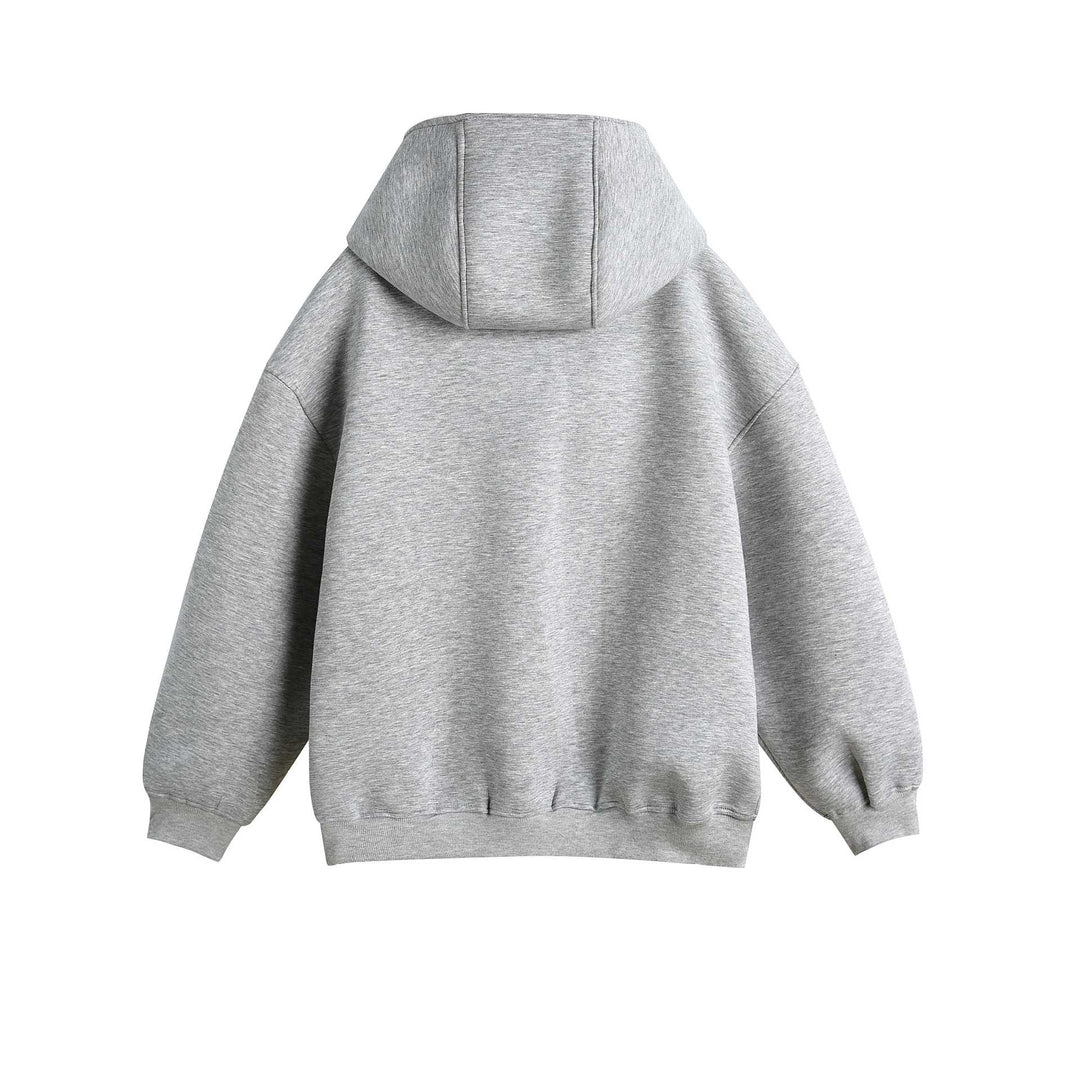 Unisex Oversize Kapuzen‑Zipjacke mit asymmetrischem Reißverschluss und hohem Funnelkragen Echoarchiv