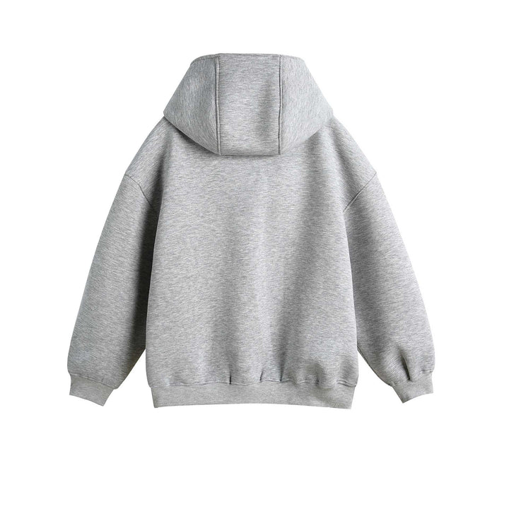 Unisex Oversize Kapuzen‑Zipjacke mit asymmetrischem Reißverschluss und hohem Funnelkragen Echoarchiv