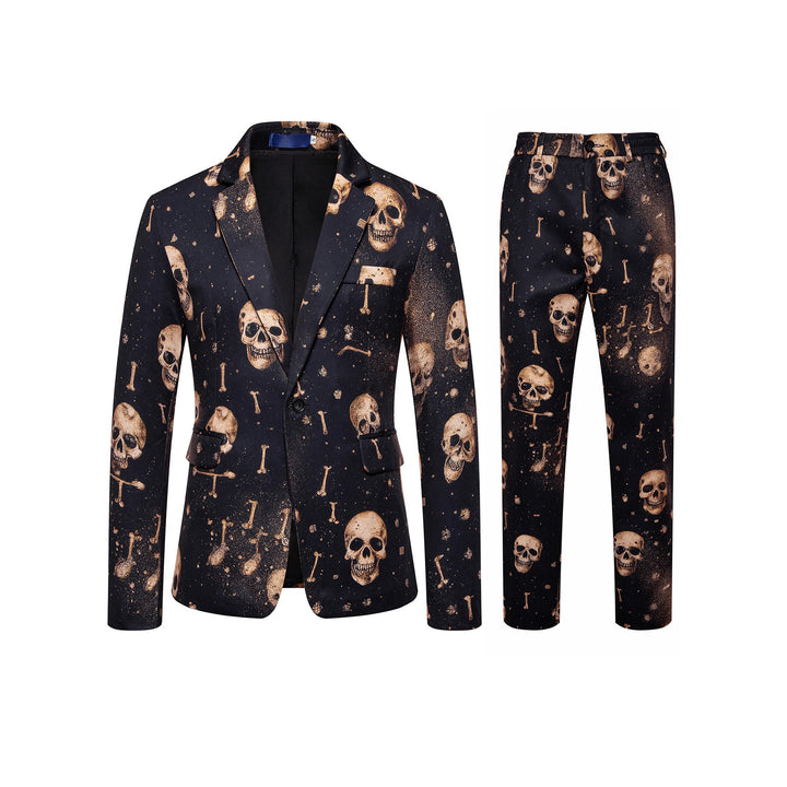 Herren Zweiteiliges Satin-Anzugsset mit grafischem Allover‑Print und schmaler Silhouette Echo Archiv