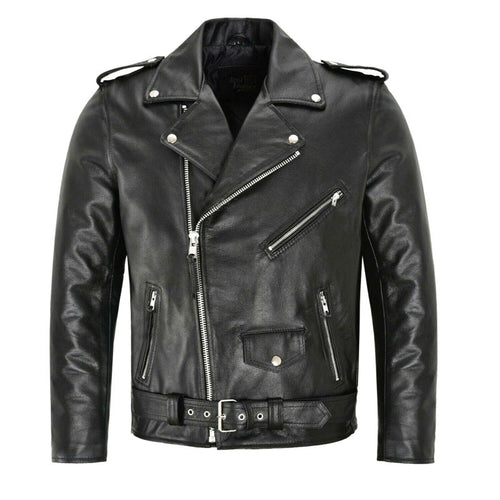 Herren Motorradlederjacke mit asymmetrischem Reißverschluss und praktischen Taschen Echoarchiv
