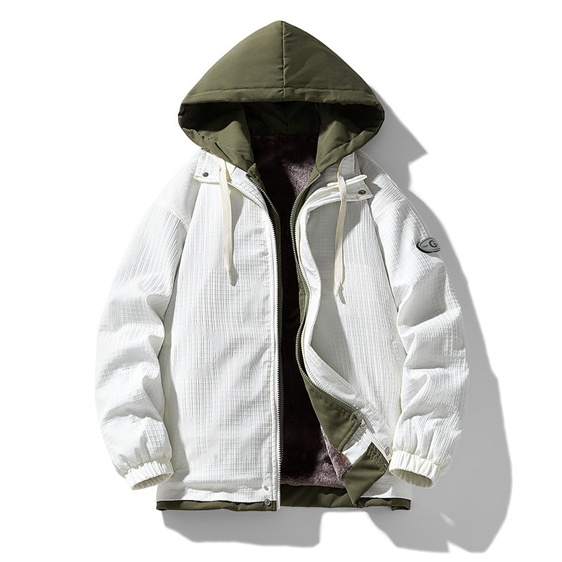 Herren Zweilagige Kapuzenjacke mit Fleece-Innenfutter und Allover-Sketch-Print – Taviero