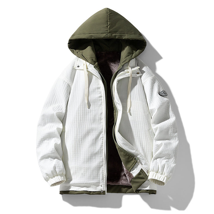 Herren Zweilagige Kapuzenjacke mit Fleece-Innenfutter und Allover-Sketch-Print – Taviero