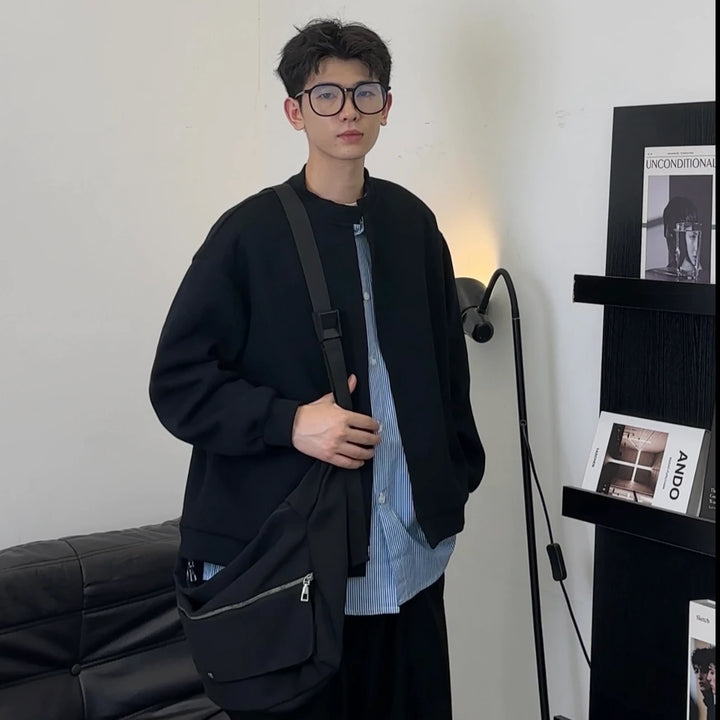 Herren Sweatshirt im Lagenlook mit verdeckter Knopfleiste und Rundhalsausschnitt Echoarchiv