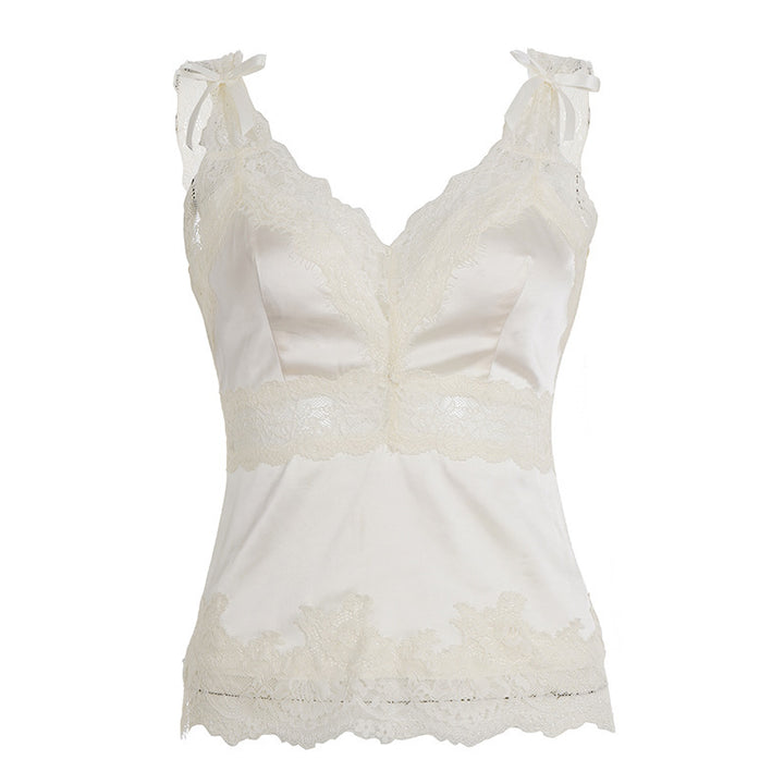 Damen luxuriöses Satin-Top mit romantischen Spitzendetails Echo Archiv