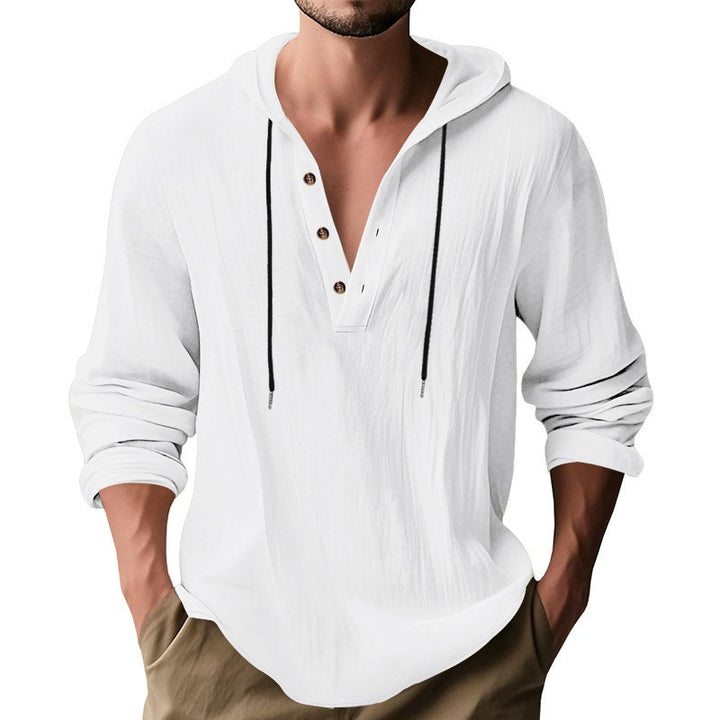 Herren lässiges Langarm-Hoodie mit modischem Knopfdesign und atmungsaktivem Stoff Echoarchiv