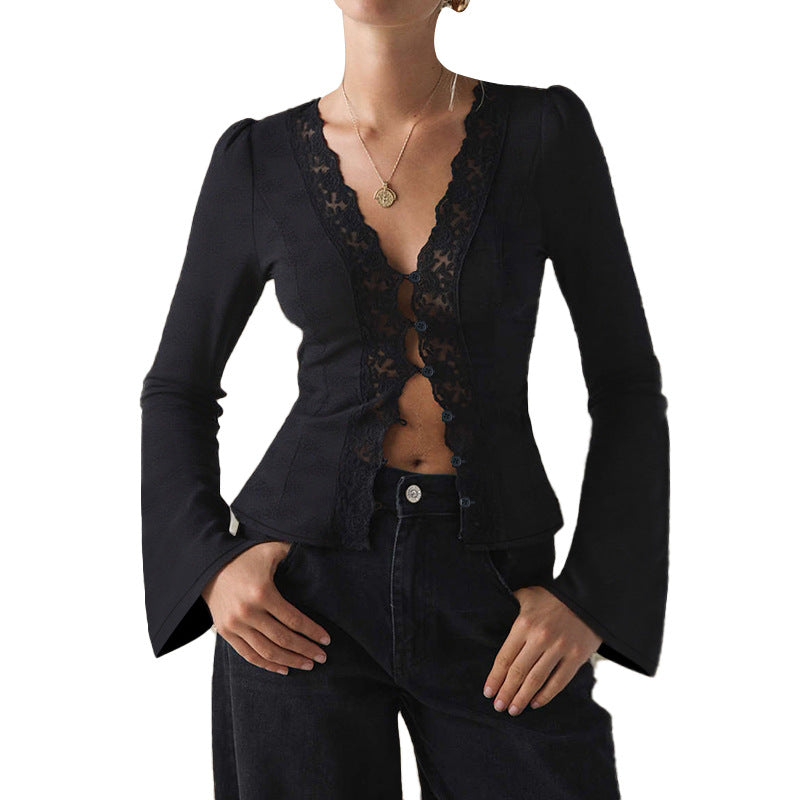 Damen Taillierter Spitzenblazer mit Knopfleiste und Peplum – Avérine