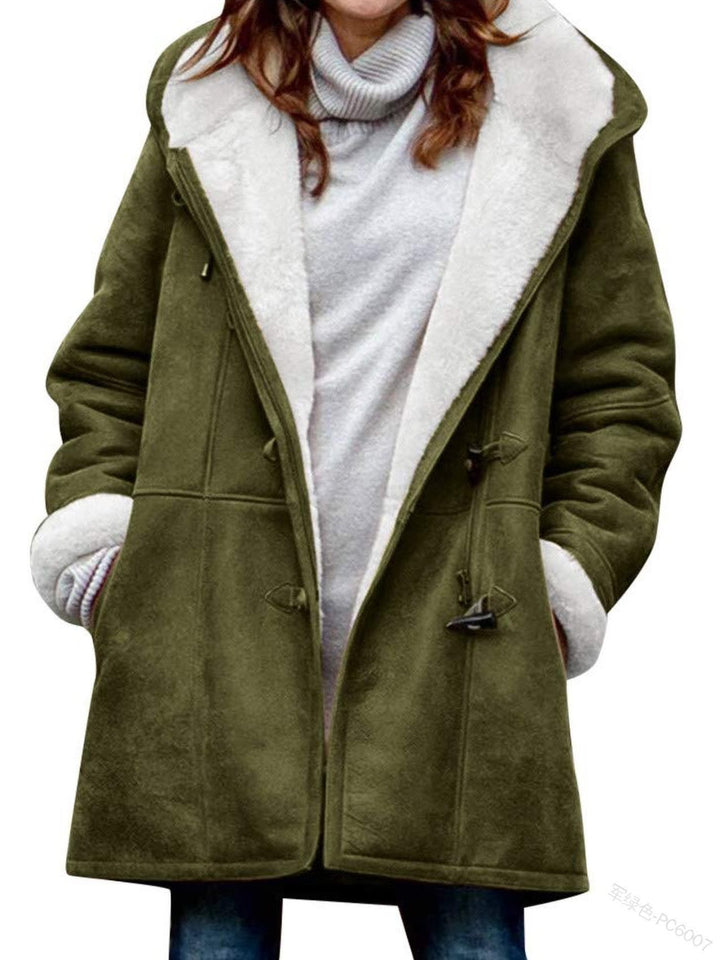 Damen Teddygefütterter Dufflecoat mit Kapuze, Kunstfell-Innenfutter und Knebelverschlüssen Echo Archiv