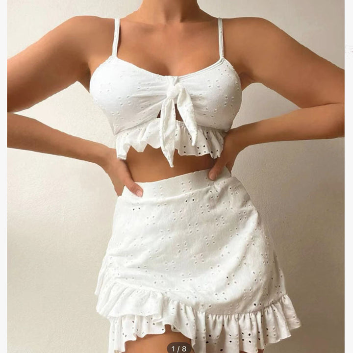 Damen Rüschen Crop-Top mit angesagtem Rock Echo Archiv
