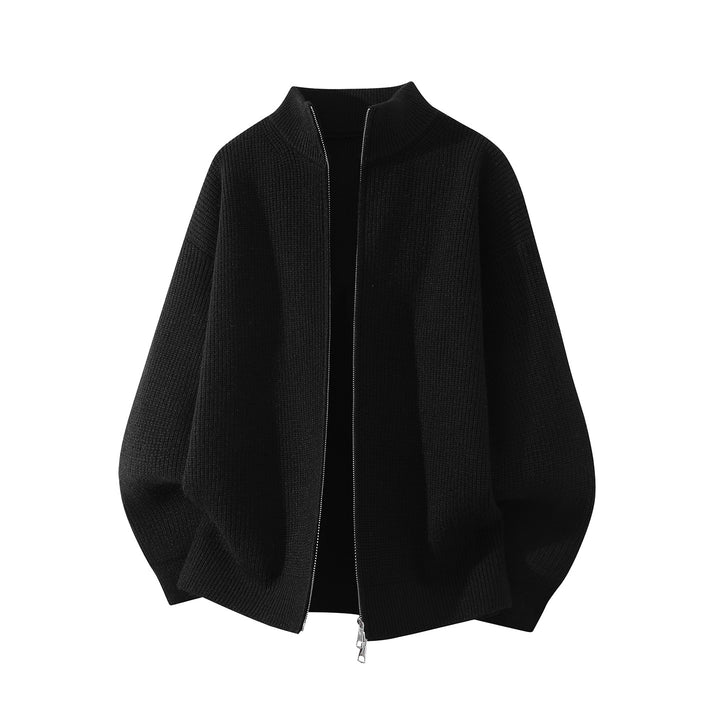 Herren Oversize Grobstrick-Zipcardigan mit Stehkragen und Zwei-Wege-Reißverschluss Echoarchiv