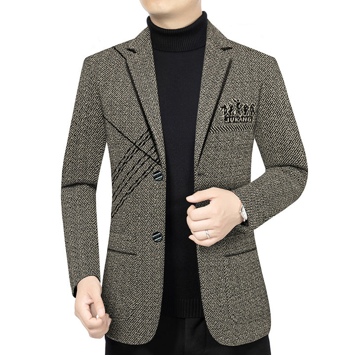 Herren Modernes Tweed-Sakko Slim Fit mit dezentem Emblem – Tianoro