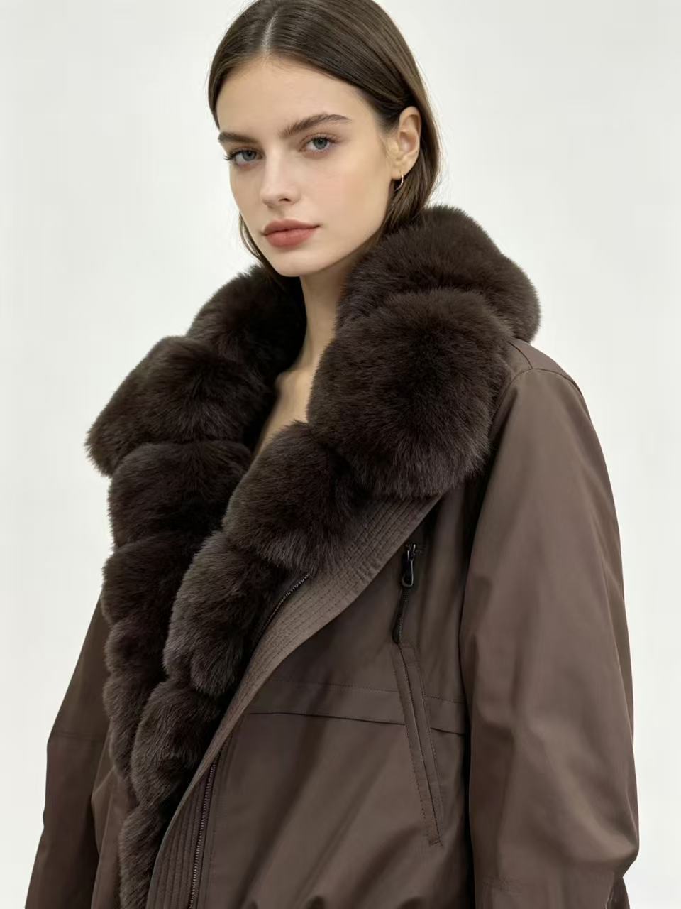 Damen nan taillierte Parka-Bomberjacke mit voluminösem Webpelzkragen und windabweisender Außenhülle Echo Archiv