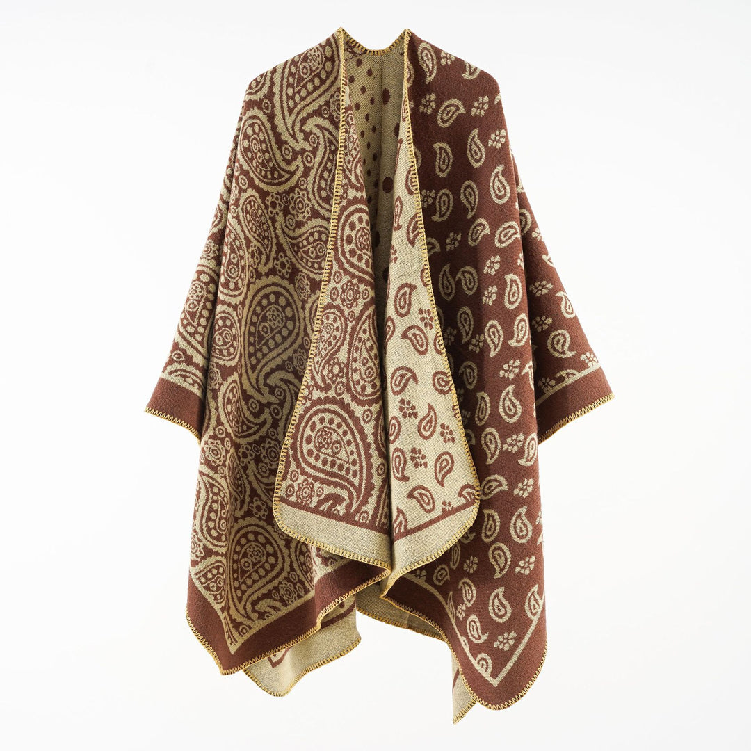 Damen Oversize-Jacquard-Umhang mit Paisley-Patchwork-Optik Echo Archiv