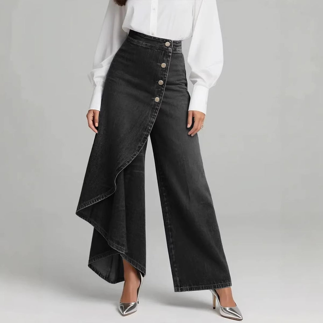 Damen Denim-Rock mit asymmetrischem Schnitt und Knopfdetails Echo Archiv