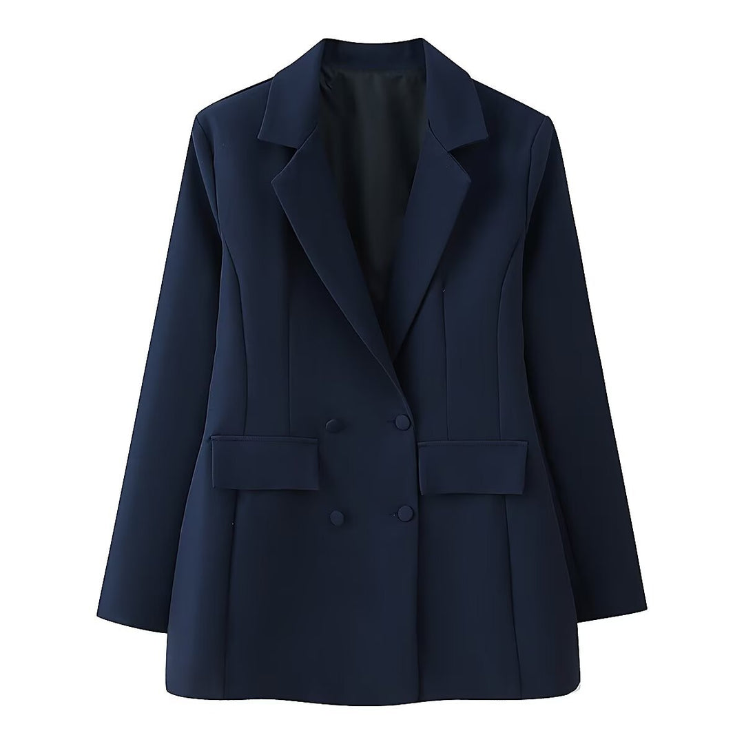 Damen 20+ taillierter doppeltreihiger Blazer mit Pattentaschen und fein strukturierter Silhouette Echo Archiv