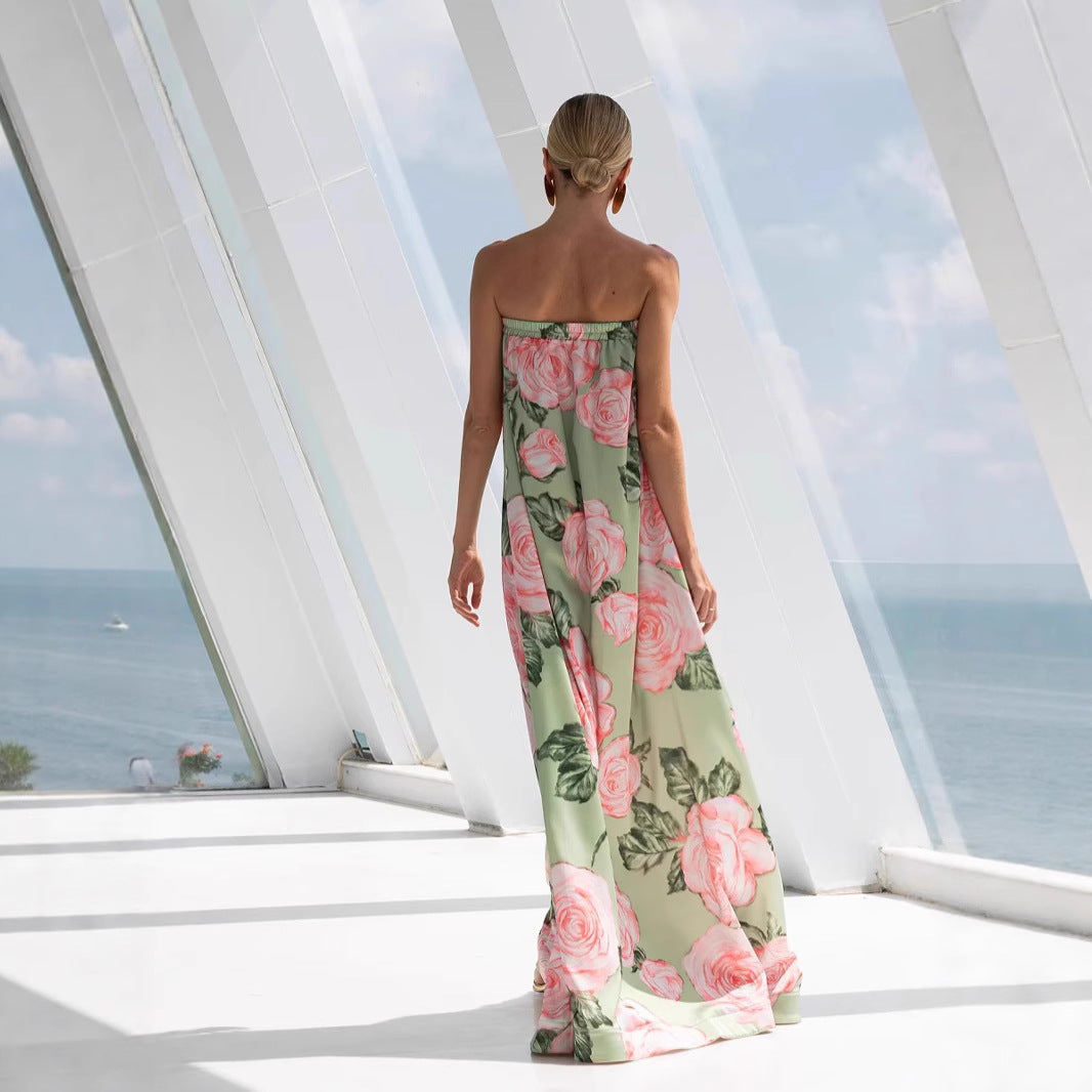 Damen Elegantes Maxikleid mit floralem Design und elastischem Oberteil Echo Archiv