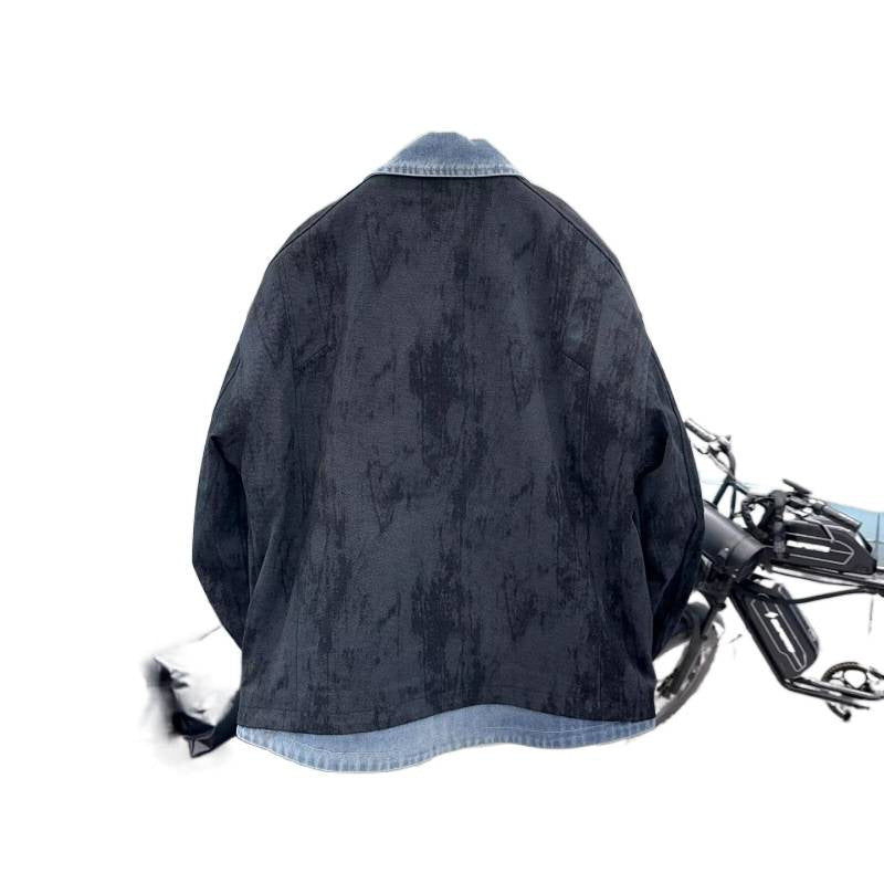 Herren Overshirt-Jacke mit Jeans-Innenblende und Reißverschluss-Brusttasche Echoarchiv