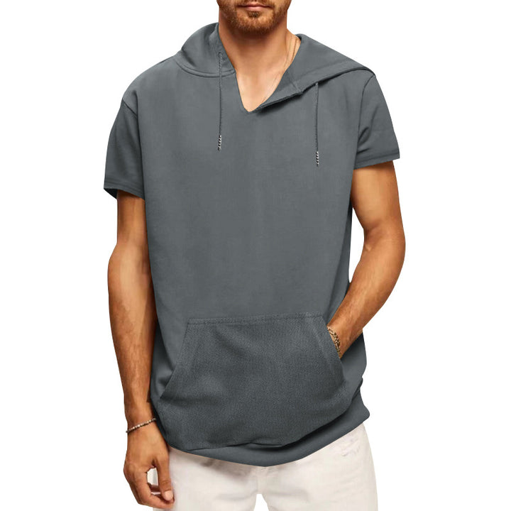 Herren lässiges Kapuzen-T-Shirt mit praktischer Kängurutasche Echoarchiv