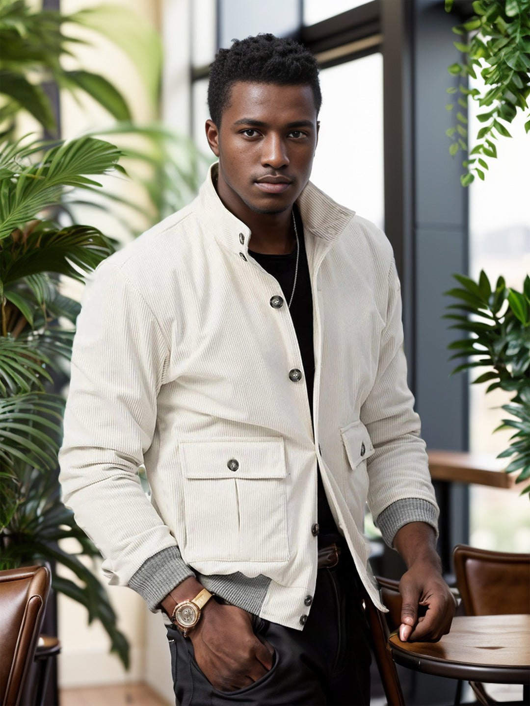 Herren moderne Cordjacke mit praktischen Taschen Echoarchiv