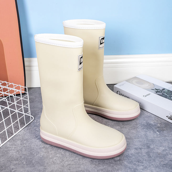 Damen Mittelhohe Plateau-Regenstiefel mit wasserfester Vollgummi-Konstruktion Echoarhiv