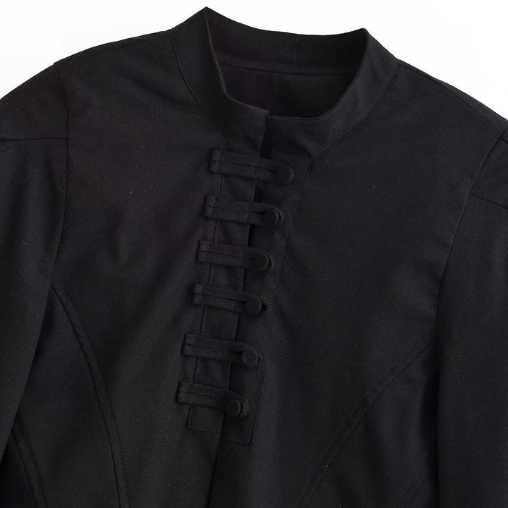 Damen kurz taillierte Jacke mit Stehkragen und dekorativer Schlaufenleiste Echo Archiv