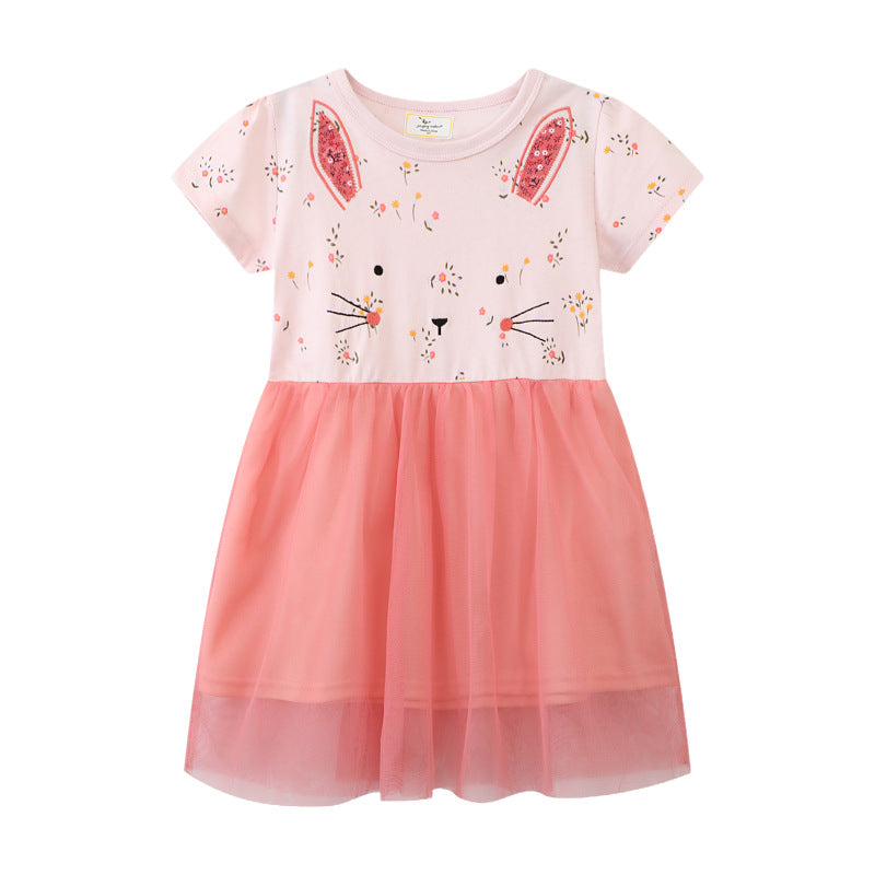 Mädchen Tüllkleid mit Hasenmotiv und floralen Applikationen Echo Archiv