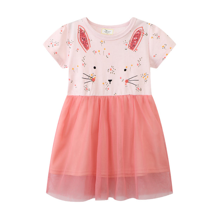Mädchen Tüllkleid mit Hasenmotiv und floralen Applikationen Echo Archiv