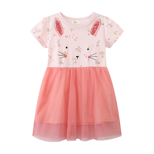 Mädchen Tüllkleid mit Hasenmotiv und floralen Applikationen Echo Archiv