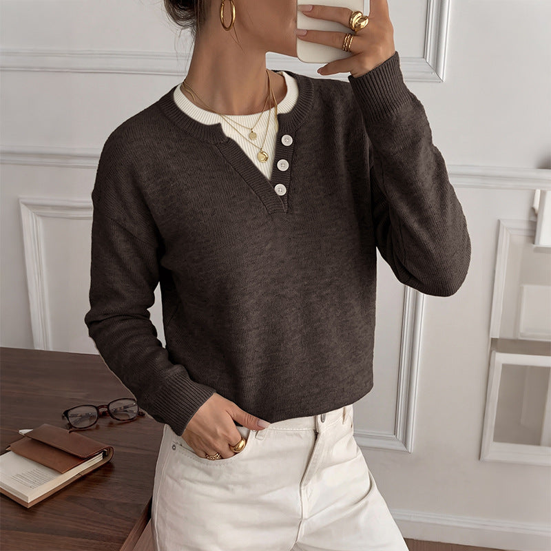 Damen Gemütlicher Pullover mit Knopfdetails Echo Archiv