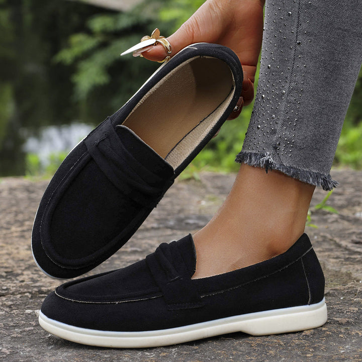 Damen Slip-On-Loafer aus Veloursimitat mit gepolstertem Fußbett Echo Archiv