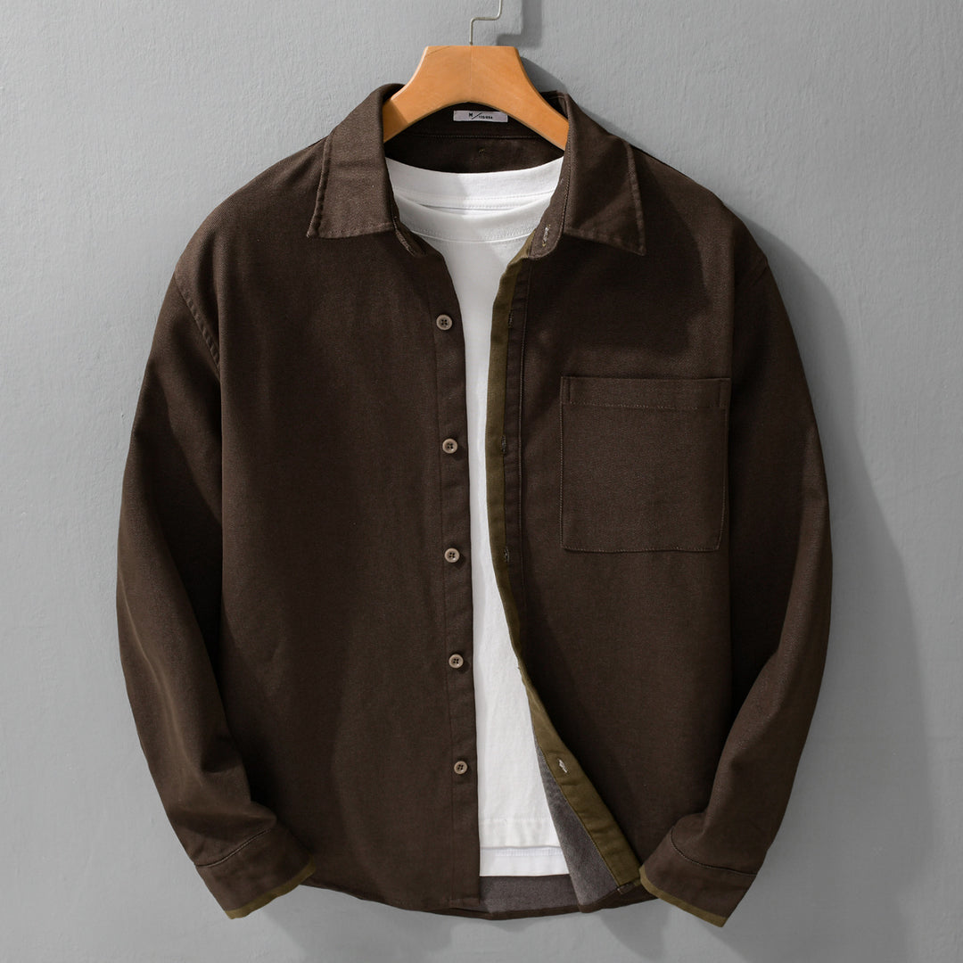 Herren Leichtes Baumwoll-Twill-Überhemd mit Brusttasche und Relaxed-Fit Echoarchiv