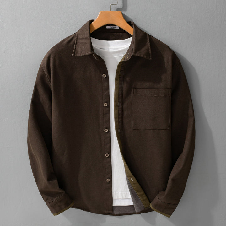 Herren Leichtes Baumwoll-Twill-Überhemd mit Brusttasche und Relaxed-Fit Echoarchiv