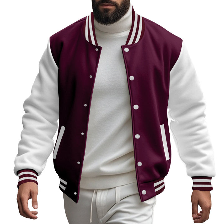 Herren Varsity-Jacke mit kontrastierenden Ärmeln und gestreiften Bündchen Echoarchiv