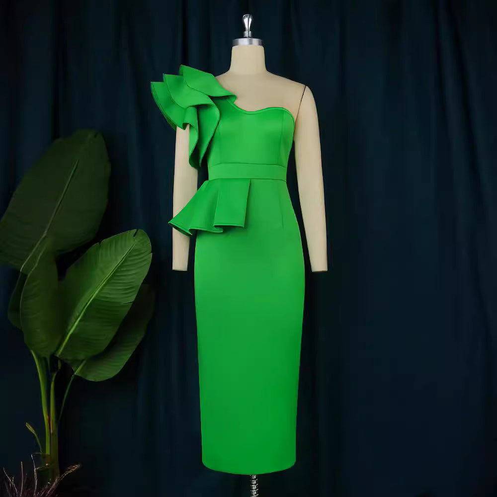 Damen Figurbetontes Kleid mit asymmetrischem Volant Echo Archiv
