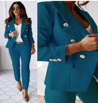 Damen Doppelreihiger taillierter Hosenanzug mit Slim-Hose – Avélisse
