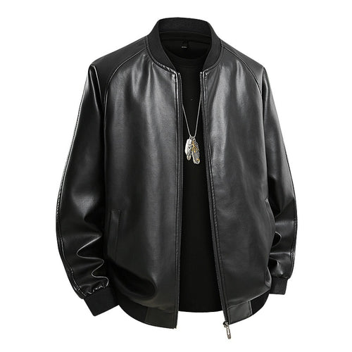Herren Modische Leder Bomberjacke Echo Archiv