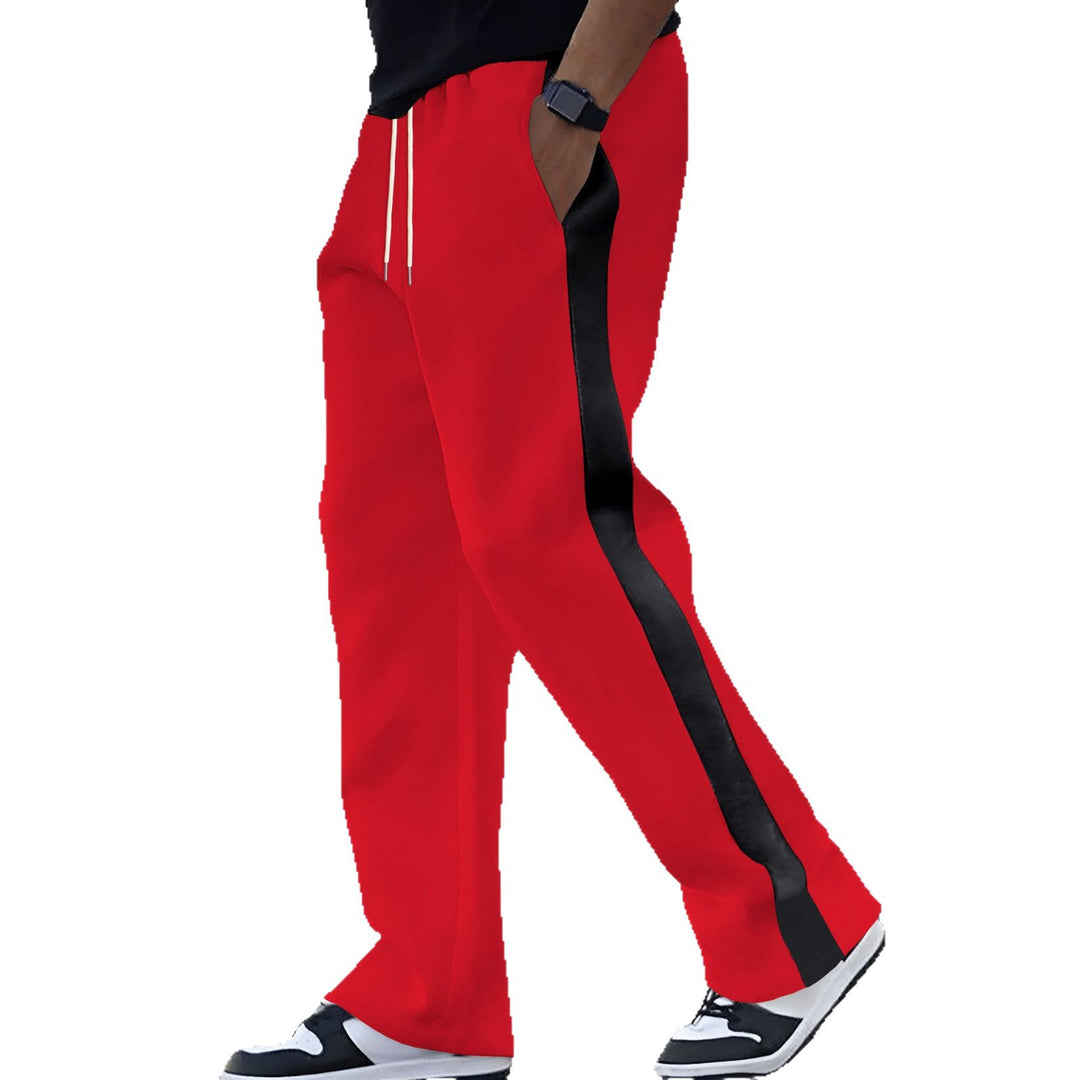 Herren Weite Trackhose mit Kontrastseiten, Tunnelzug und geripptem Bund – Sorevano